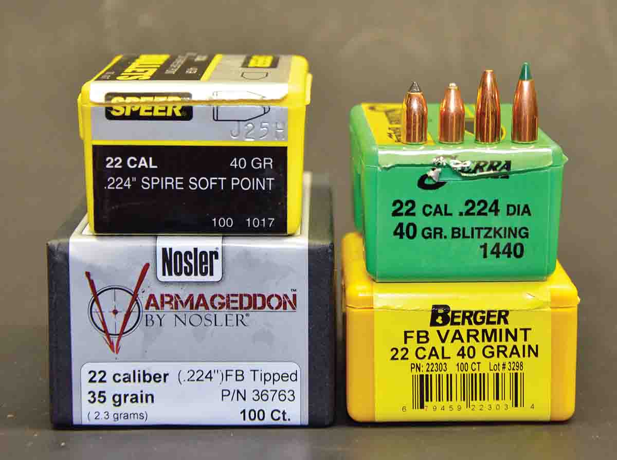 Because these bullets are completely stabilized when fired from the Niedner (1:15 twist), they deliver excellent accuracy. Bullets used include the Nosler 35-grain FB Tipped, Speer 40-grain spire point, Berger 40-grain HP and the Sierra 40-grain BlitzKing.